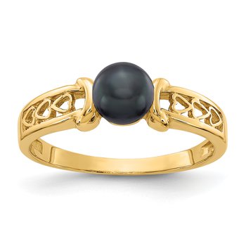 14k 5.5mm Black FW Cultured Pearl ring