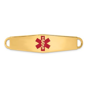14k 60x13mm Red Enameled Oval Shape Medical ID Plate