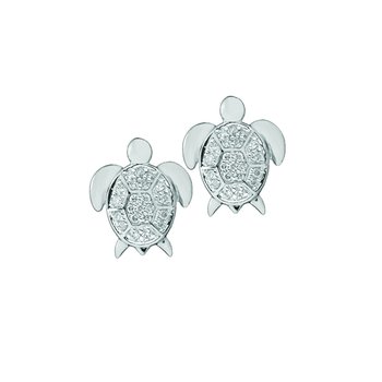 Oceanity™ 14K Rose Gold Earrings Pave Set Turtle Studs Diamond 0.25 Ctw