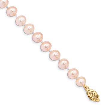 14k 6-7mm Pink Near-Round Freshwater Cultured Pearl 16 inch Necklace