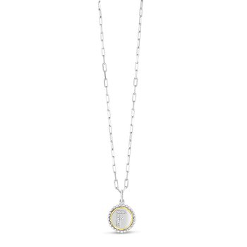 18K & Sterling Silver 20in Diamond Cut/ Textured Necklace with Pear Shaped Lobster Clasp