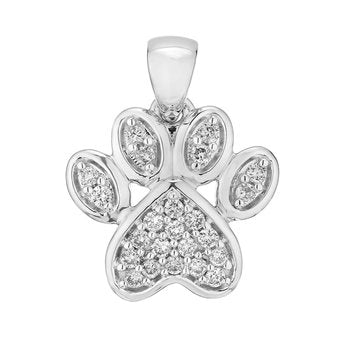 ZooLightful™ 14k Yellow Gold Pave Set Dogs Paw Pendant Diamond 0.15 Ctw