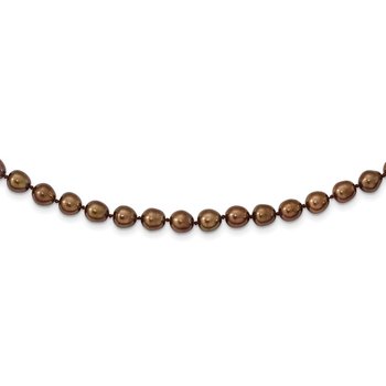 14k 7-8mm Brown Rice Freshwater Cultured Pearl 18 inch Necklace