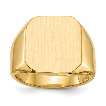 14k 15.0x17.0mm Closed Back Mens Signet Ring