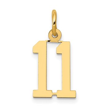 14k Small Elongated Number 11 Charm