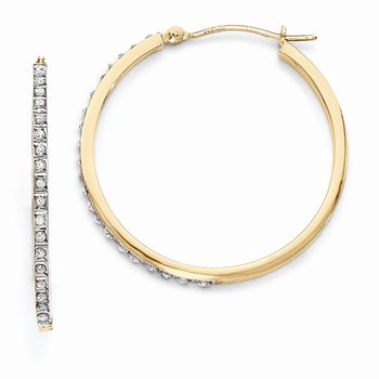 14k Diamond Fascination Round Hinged Hoop Earrings