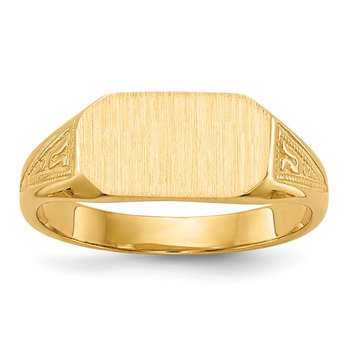 14k 8.5x5.0mm Closed Back Childs Signet Ring