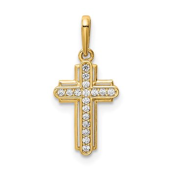 14K Cross CZ Pendant