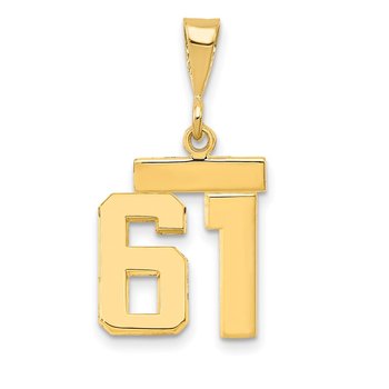 14k Small Polished Number 61 Charm