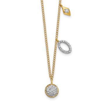 14k Polished 1/10 carat Diamond Circles 18 inch Necklace