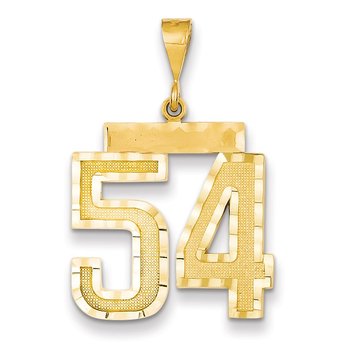 14k Large Brushed Diamond-cut Number 54 Charm