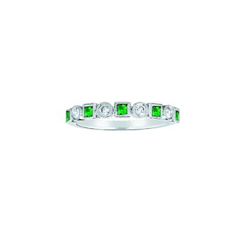 TriUnity™ 14K White Gold Alternating Square Color & Round Diamond Bezel Set 0.40 Ctw