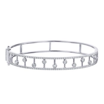 Vintage Treasures™ 14k White Gold Vintage Style Hinged w/ Bezel Set Diamonds Bangle Diamond 1.00 Ctw