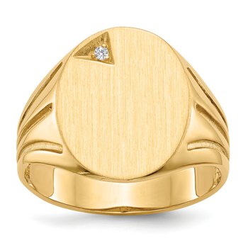 14k 14.0x16.0mm Open Back AA Diamond Mens Signet Ring