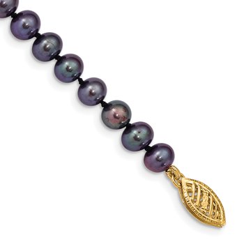 14k 5-6mm Black Near-Round Freshwater Cultured Pearl 16 inch Necklace