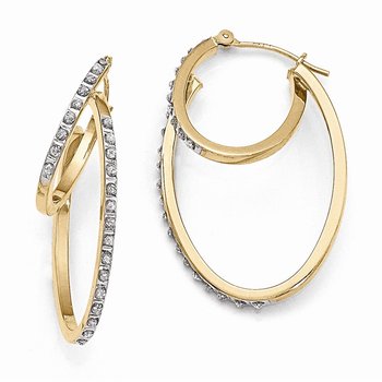 14k Diamond Fascination Hinged Double Hoop Earrings