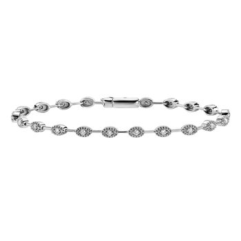 10k White Gold Diamond Illusion Settings Marquise Shape with Bar Between Bracelet 0.50 Ctw