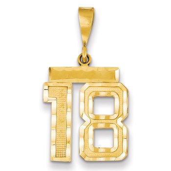 14k Medium Diamond-cut Number 18 Charm