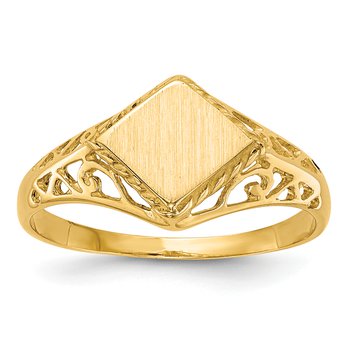14k 8.5x8.0mm Open Back Signet Ring