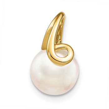 14k 8-9mm White Button Freshwater Cultured Pearl Slide Fits up to 2mm Regular/3mm Fancy or Reversible Omega