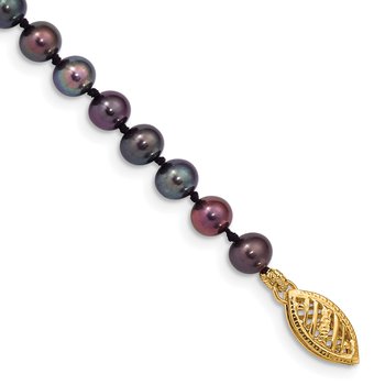 14k 4-5mm Black Near-Round Freshwater Cultured Pearl 16 inch Necklace