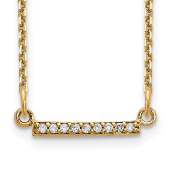 14k Polished 1/20 carat AAA Diamond Tiny Bar 18 inch Necklace