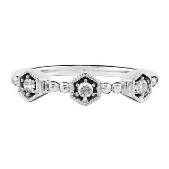 TriUnity™ 10K Yellow Gold Diamond Set Hexagonal Shapes With Balls Between 0.09 Ctw