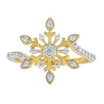 Ring: 14KY Prong Set Snowflake Bypass Shoulders 37 Rd. 1/5 Ctw