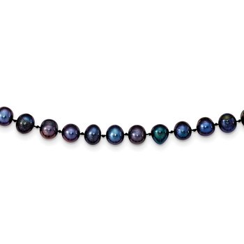 14k 7-8mm Black Near-Round Freshwater Cultured Pearl 16 inch Necklace