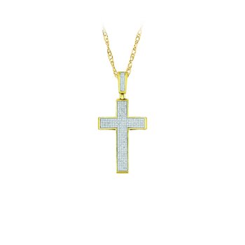 10K Yellow Gold Pendant Pave Set with Polished Sides Diamond 1.00 Ctw