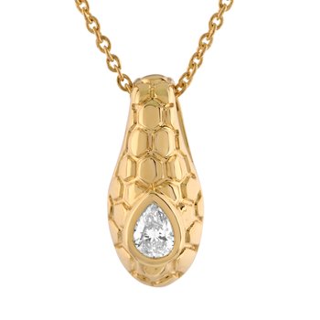 Textura™ 14K Yellow Gold Textured Bezel Set Pear Shape Diamond 0.12 Ctw