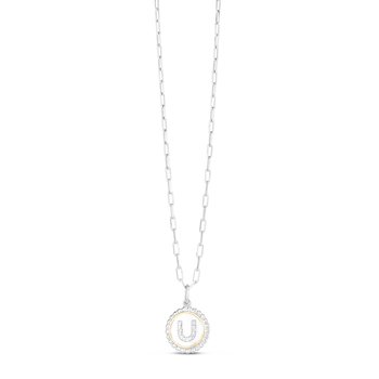 18K & Sterling Silver 20in Diamond Cut/ Textured Necklace with Pear Shaped Lobster Clasp