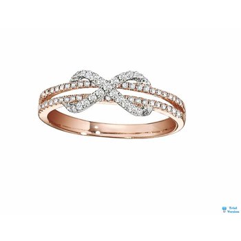 14K Two Tone Ring 2 Rows Prong Set with Infinity Center Diamond 0.33 Ctw