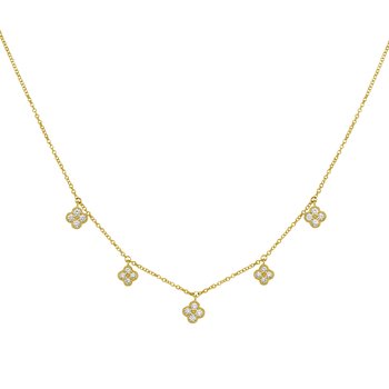 14K Diamond Flower Necklace