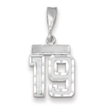 14kw Small Brushed Diamond-cut Number 19 Charm