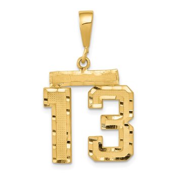 14k Medium Diamond-cut Number 13 Charm