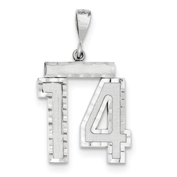 14kw Large Brushed Diamond-cut Number 14 Charm