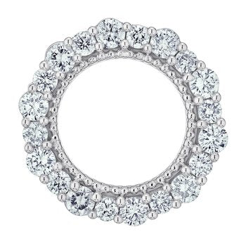 14K White Gold Pendant Prong Set Circle Diamond 0.25 Ctw