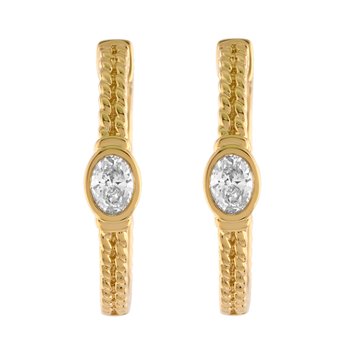 Textura™ 14K Yellow Gold Bezel Set Oval Cuts Textured Hoops Diamond 0.50 Ctw