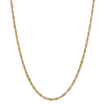 14K 10 inch 2.75mm Lightweight Singapore with Lobster Clasp Anklet