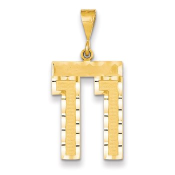 14k Large Brushed Diamond-cut Number 11 Charm