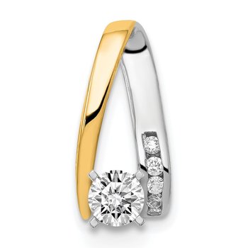 14k Two-tone Peg-Set AA Diamond Semi-Mount Slide Fits up to 2mm Regular/6mm Fancy or Reversible Omega