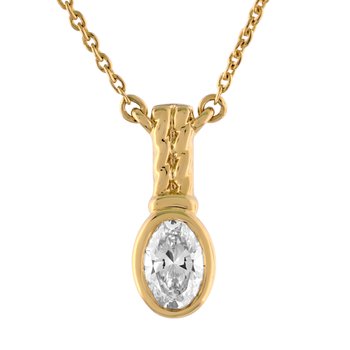 Textura™ 14K Yellow Gold Bezel Set Oval Cut Textured Bail Diamond 0.30 Ctw