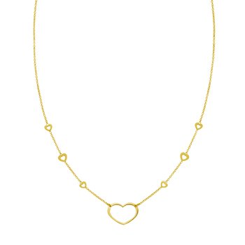 14K Open Heart Station Necklace