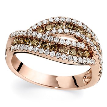 Cinnamon Dulce™ 14K Rose Gold Cognac Channel Set With White Rails Crossover Diamond & Cognac 1.75 Ctw