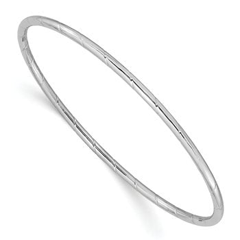 14k White Gold Polished Grooved 2.50mm Slip-on Round Bangle Bracelet
