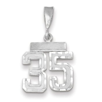 14kw Small Brushed Diamond-cut Number 35 Charm