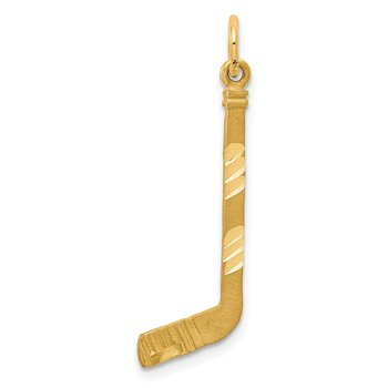 14k Satin D/C Hockey Stick Charm