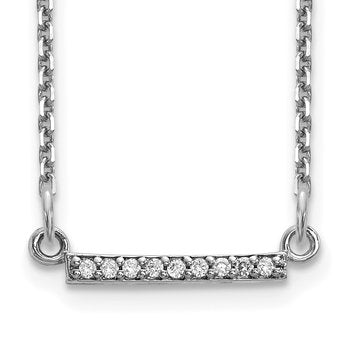 14k White Gold Polished 1/20 carat AAA Diamond Tiny Bar 18 inch Necklace